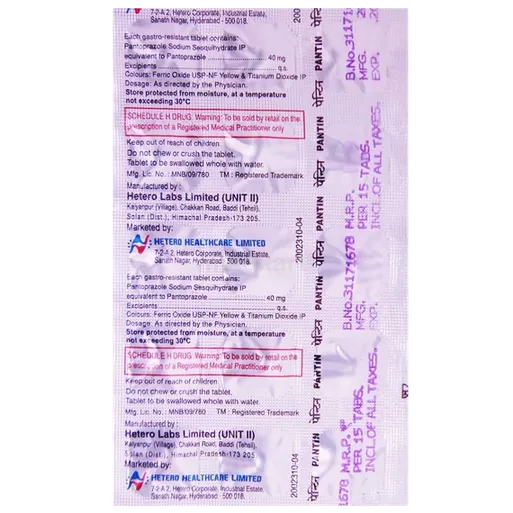 pantin 40mg tablet 15's